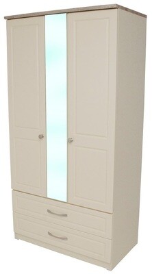 Milano Oak and Cream 3ft Two Drawer Robe Centre Mirror