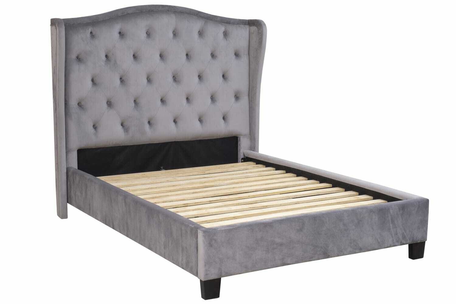 New York Bed Frame - Dark Grey Velvet
