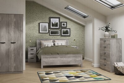 Vogue Concrete &amp; Grey White Bedframe