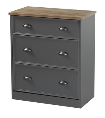 Heritage 3 Drawer Deep Chest - Charcoal | Grey | White
