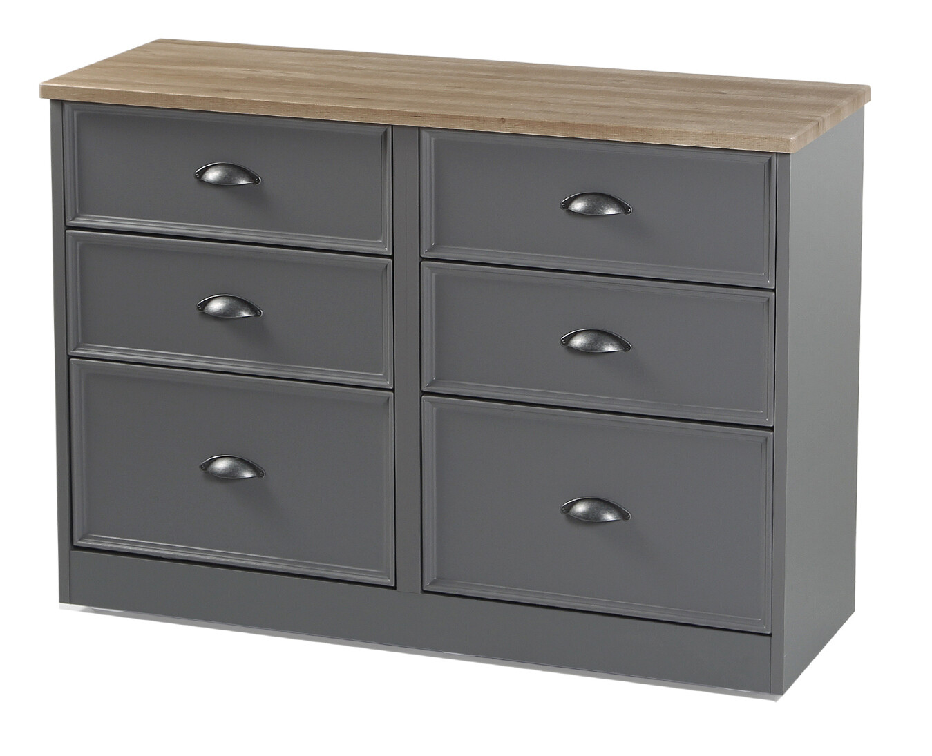 Heritage 6 Drawer Mid Chest - Charcoal | Grey | White