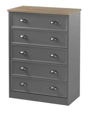 Heritage 5 Drawer Chest - Charcoal | Grey | White