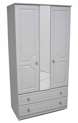 Grey Ash 3ft 2 Drawer Robe with Centre Mirror