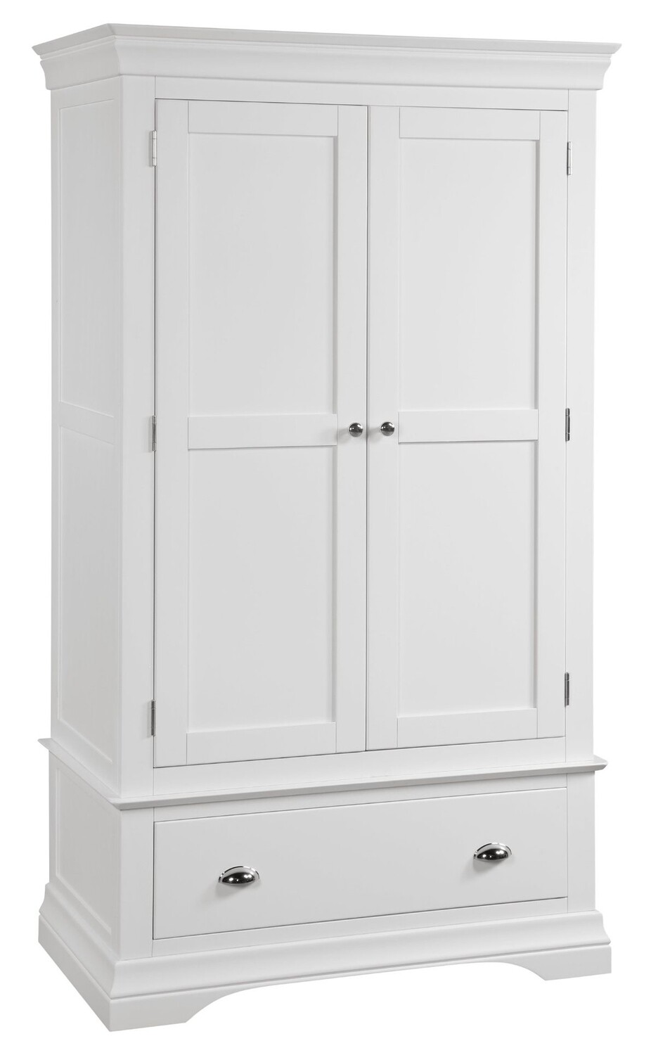 Bella Double Wardrobe With Drawer - White