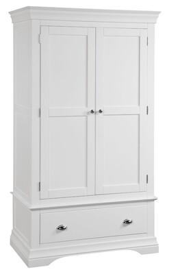 Bella Double Wardrobe With Drawer - White