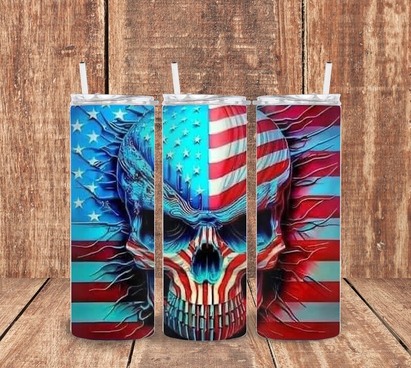 Skull USA Flag Tumbler