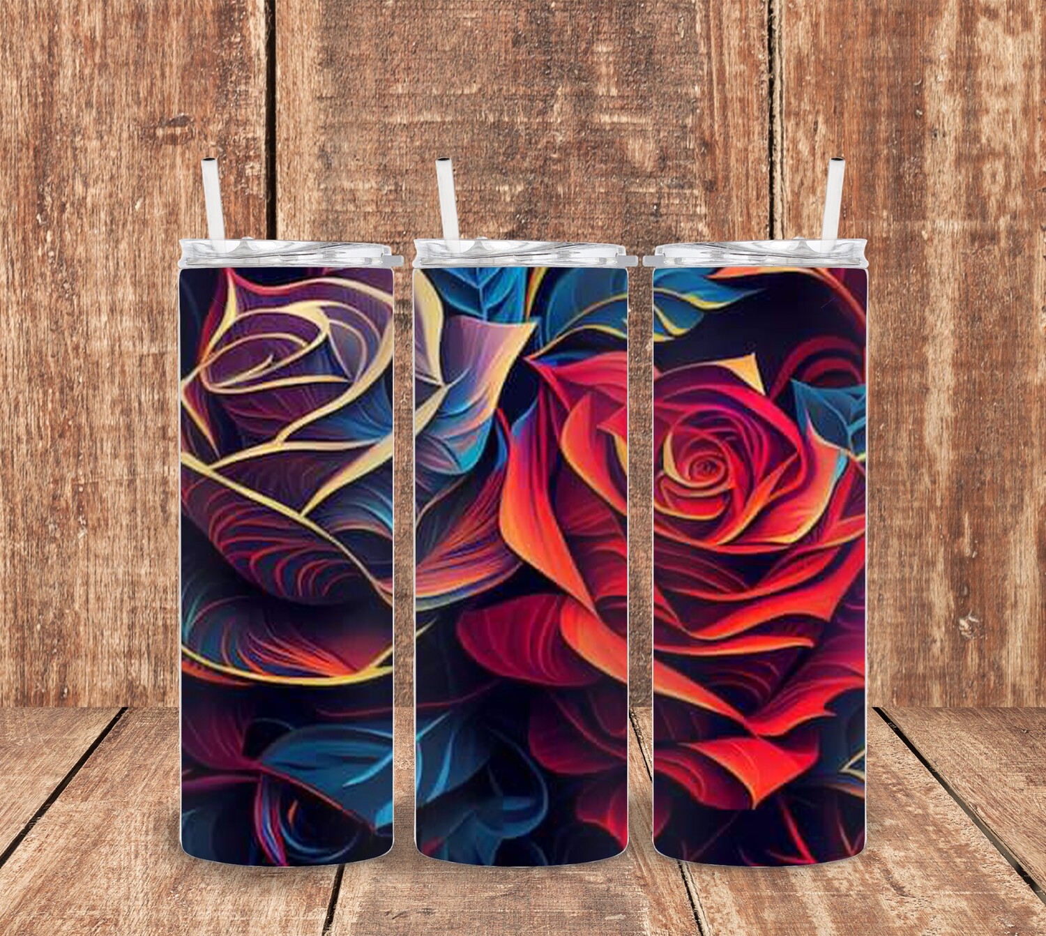 3 D Dark Roses Tumbler