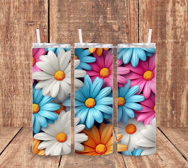 3 D Four Color Daisy Tumbler