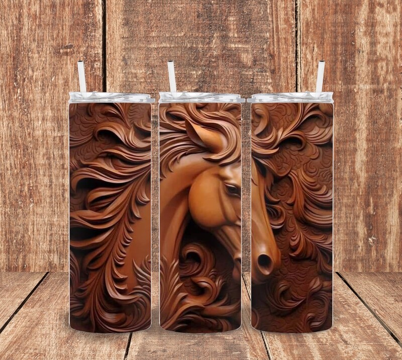 3 D Brown Horse Tumbler