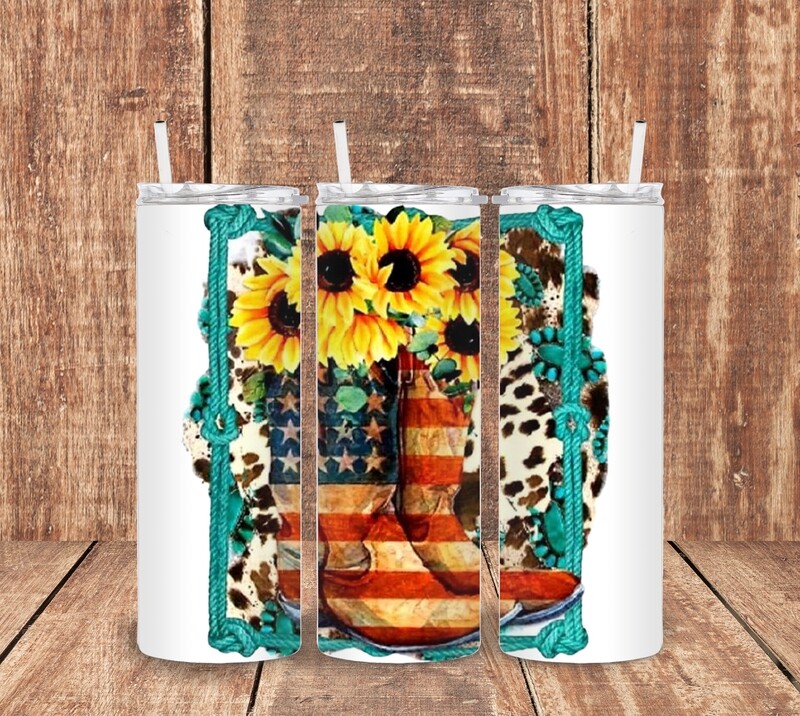 USA Boots and Sunflowers Tumbler