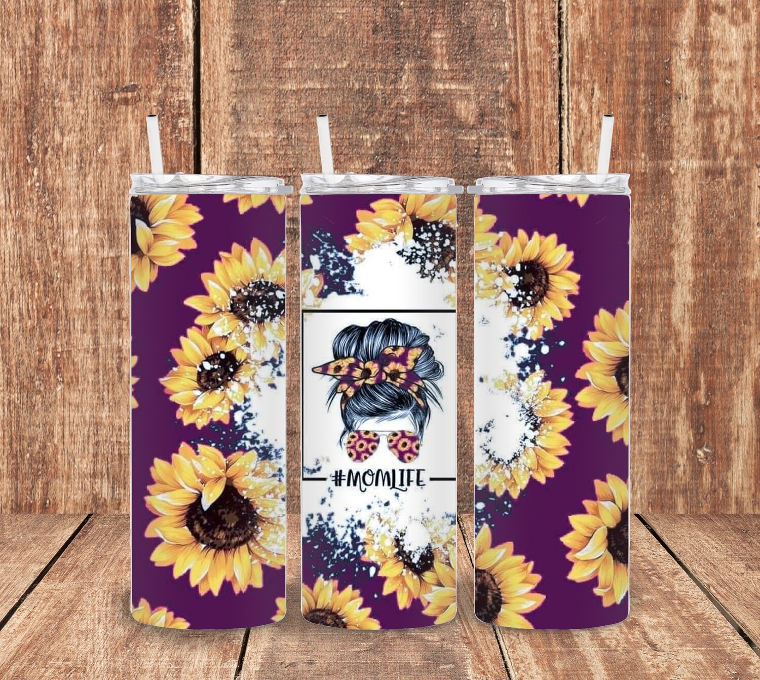 Mom Life Purple Sunflower Tumbler