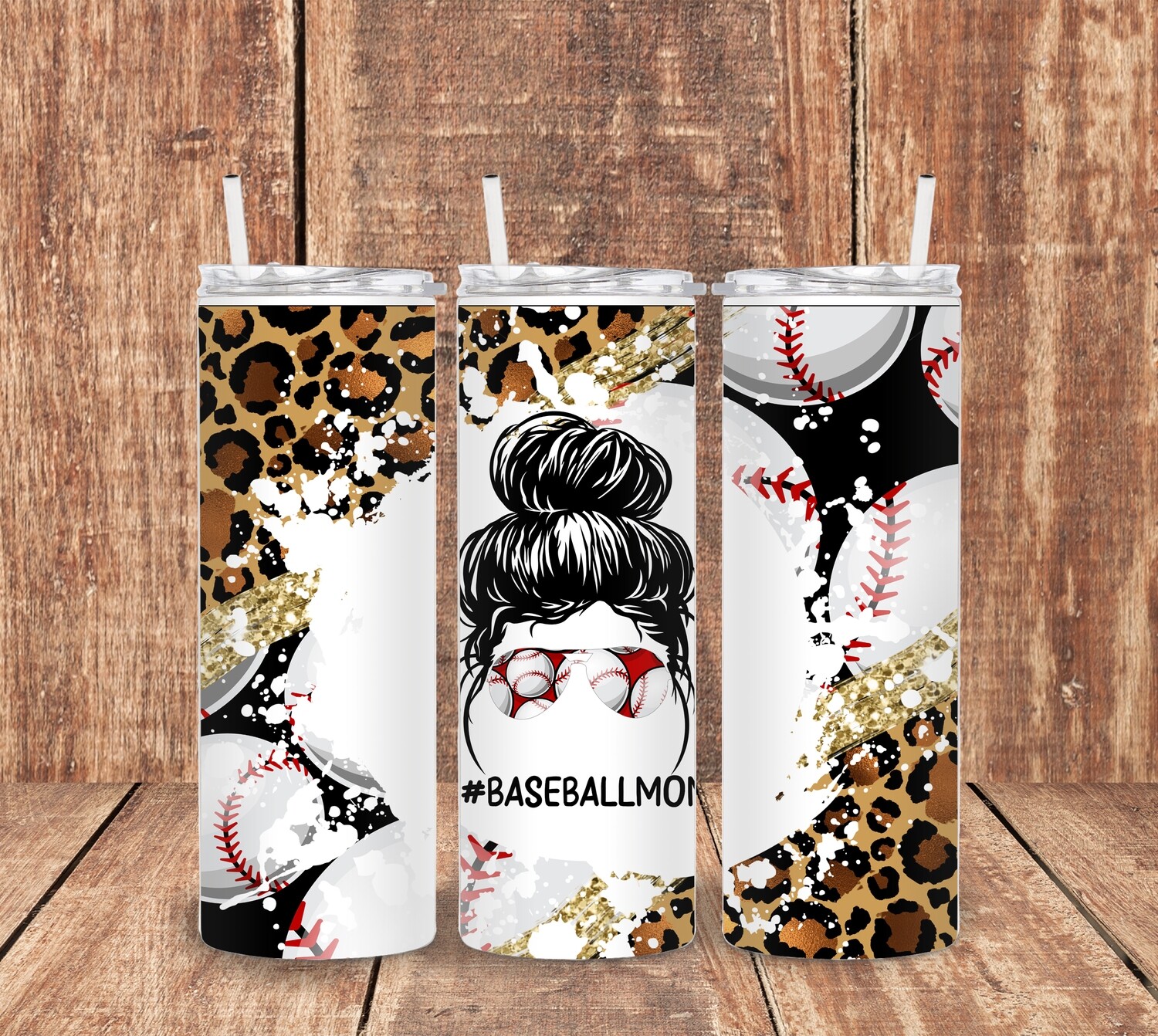 Leopard Baseball Mom Tumbler