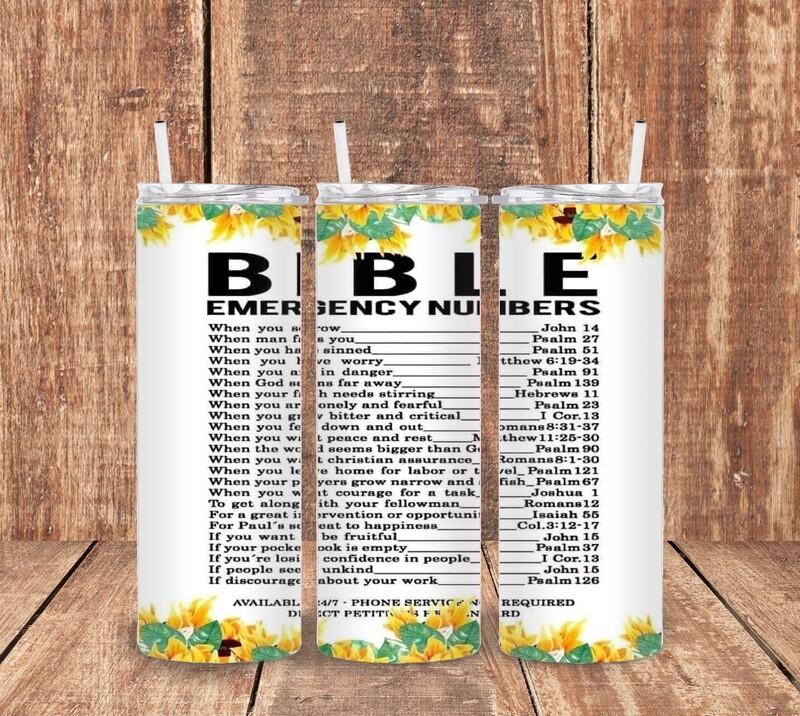 Bible Emergency Numbers Sunflowers Tumbler