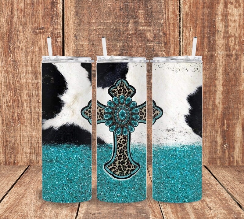 Cowhide and Cross Tumbler