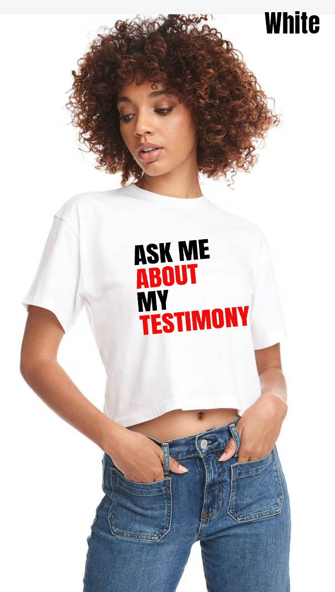 Test Into Testimony Ask Me Crop Top - PRE-ORDER