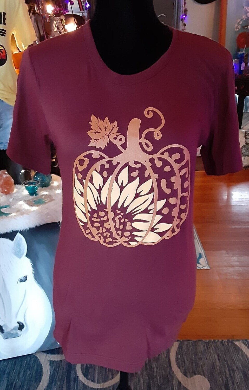 Pumpkin Sunflower Maroon T-Shirt