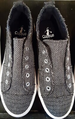 Corky&#39;s Black and Gray Herringbone Babalu Sneakers