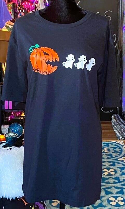 Pumpkin Chasing Ghosts Black T-Shirt