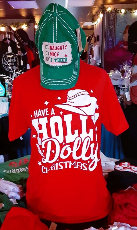 Red Have A Holly Dolly Christmas T-Shirt
