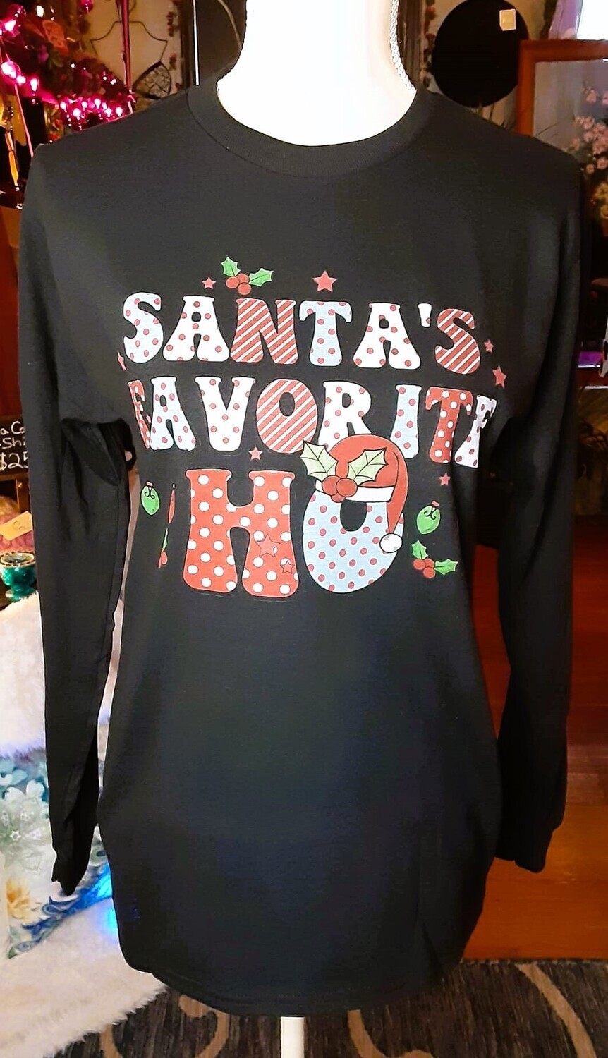 Santa&#39;s Favorite Ho Black Long Sleeve T-Shirt