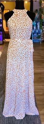 Cheetah Print Halter Tiered Maxi Dress