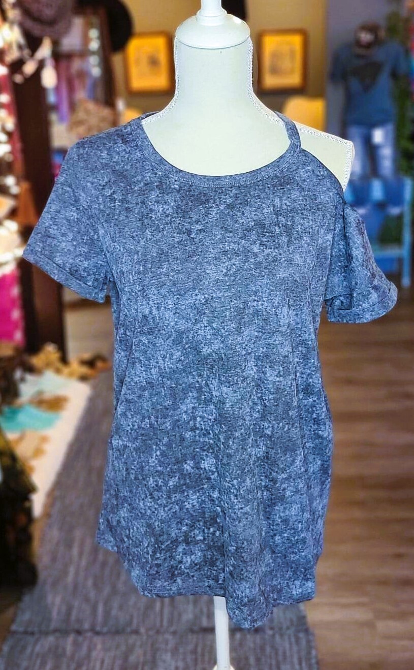 Gray Cold Shoulder Top