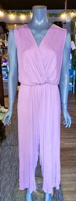 Lavender Modal Sleeveless Jumpsuit with Pockets