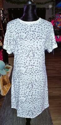 White Leopard Print Dress