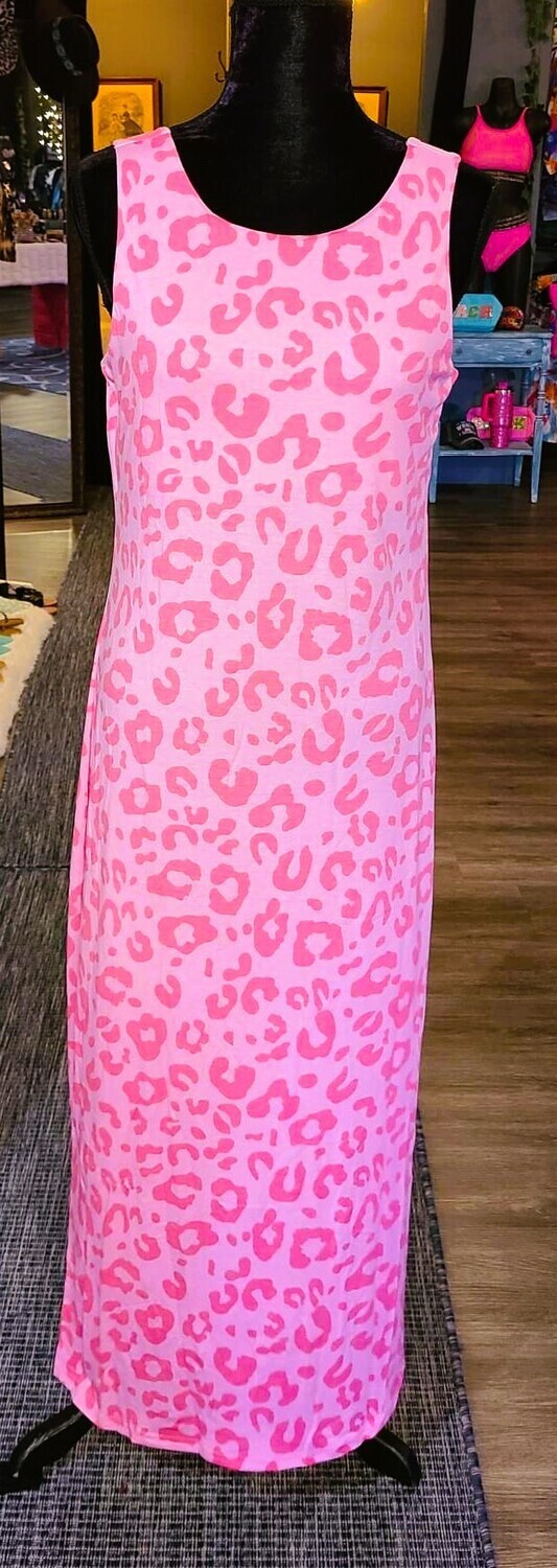Hot Pink Leopard Maxi Dress