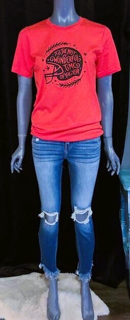 Bella Canvas Heather Red Football Season T-Shirt