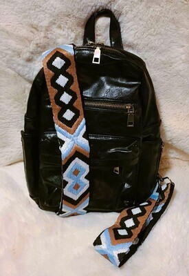 Black Backpack with Aztec Straps