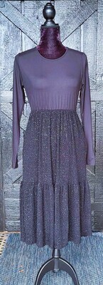 Black Glitter Dress with Pockets