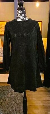 Black Chenille Dress with Pockets