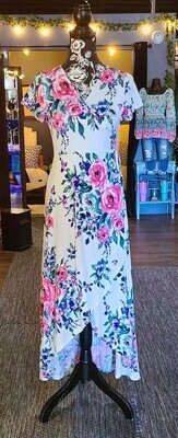 Blue and Pink Floral Maxi Dress