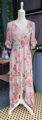 Taupe Floral Maxi Dress