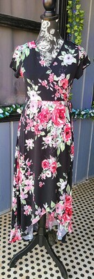 Black and Red Floral Maxi Dress