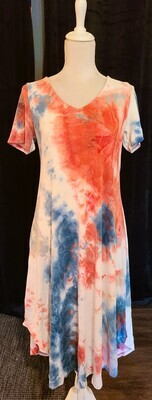 Red, White and Blue Tie Dye Dress