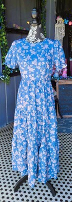 Blue Puff Sleeve Maxi Dress