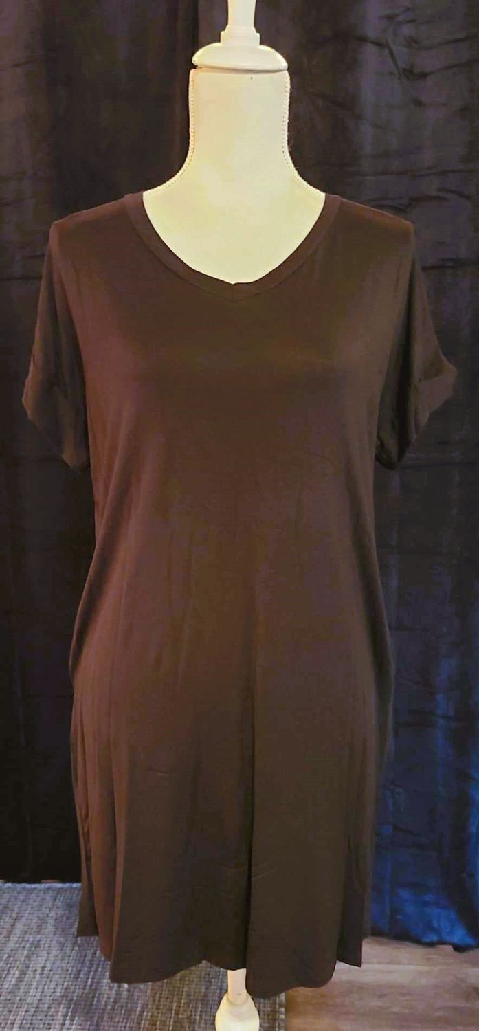Black V Neck Dress with Pockets