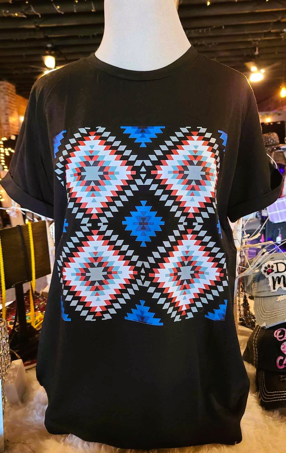 Black Aztec Print T-Shirt