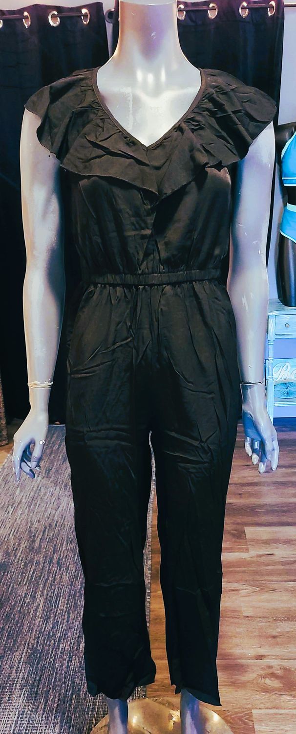 Black Ruffle Jumpsuit