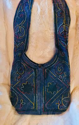 Blue Boho Hobo Shoulder Bag
