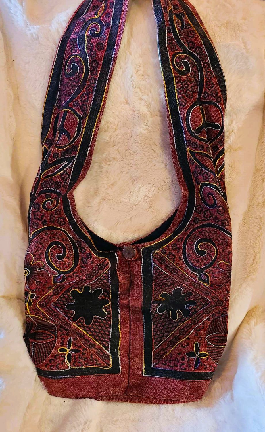 Red Boho Hobo Shoulder Bag