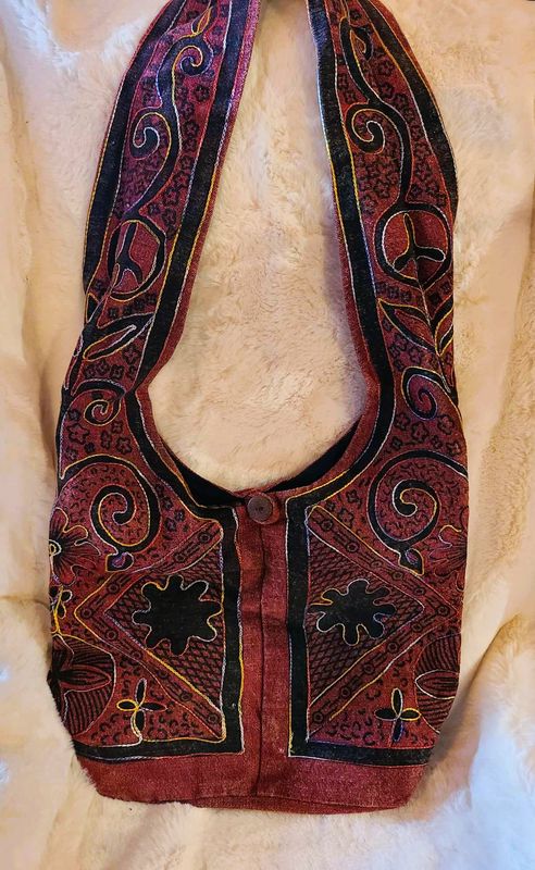 Red Boho Hobo Shoulder Bag