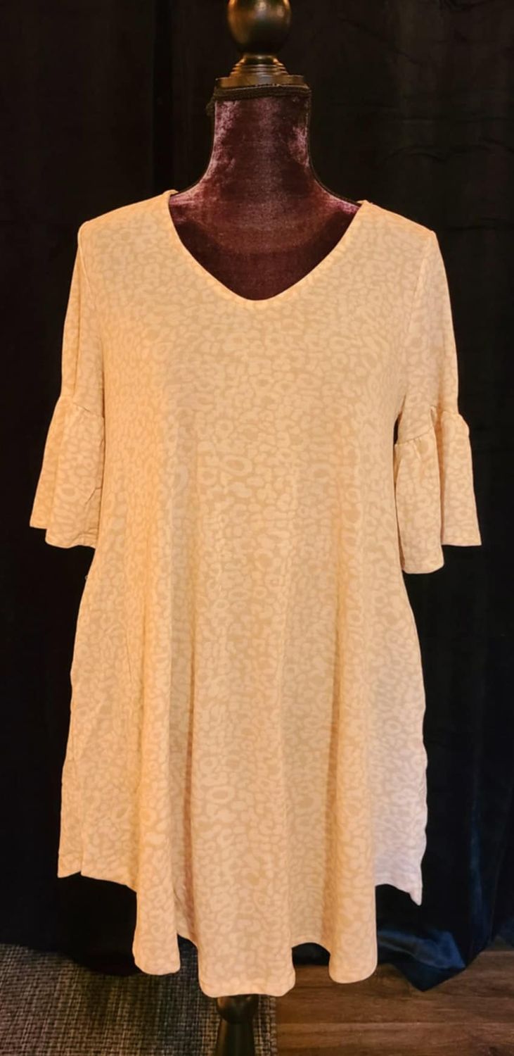 Oversized Taupe Leopard Dress with Pockets