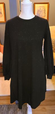 Black Glitter Short Dress with Pockets