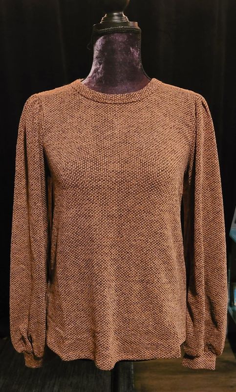 Brown Sweater Top with Buttons on Back