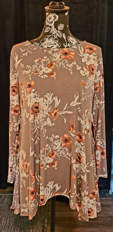 Mocha Floral Tunic Top