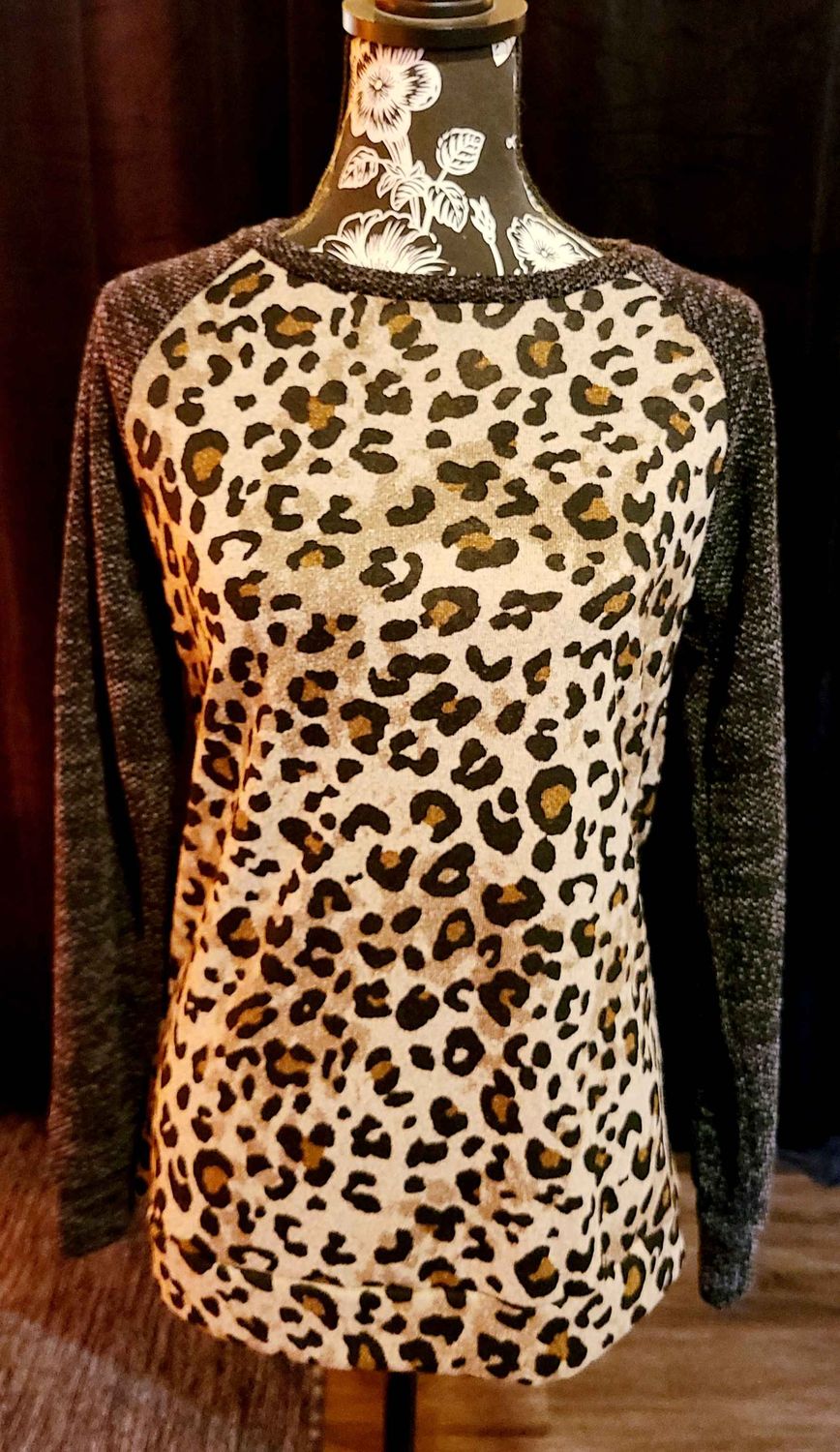 Black and Brown Leopard Sweater Top