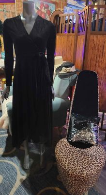 Black Velvet Wrap Maxi Dress